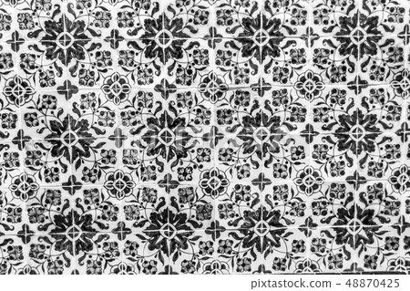 Decorative tiles (or azulejos) in a wall in the 48870425