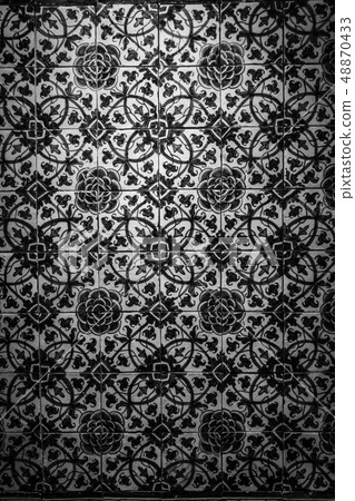 Decorative tiles (or azulejos) in a wall in the 48870433