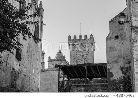 Medieval tower in Caceres down town 48870462