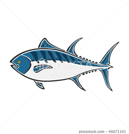 Fat tuna character abstract ink hand drawn... - Stock Illustration  [48871101] - PIXTA