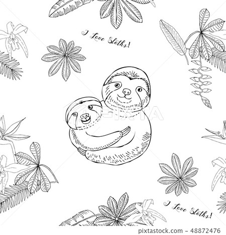 Seaml patt Sloths Jungle-02 Seaml patt Sloths Jungle-02 48872476