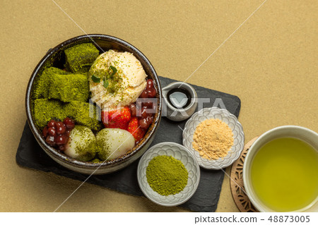 Matcha agar ice cream Japanese foods green tea agar ice Matcha agar ice cream Japanese foods green tea agar ice 48873005
