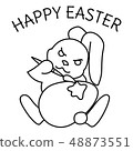 Coloring page of an Easter Bunny painting an egg 48873551