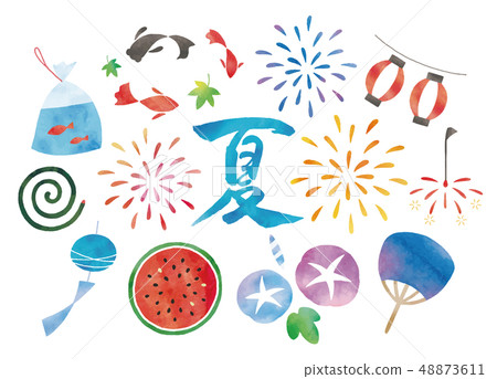 Summer watercolor set Summer watercolor set 48873611