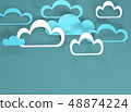 Paper cut design with clouds. Blue sky, clouds. 48874224