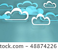 Paper cut design with clouds. Blue sky, clouds. 48874226