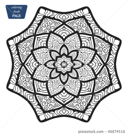 Mandala. Coloring book pages. Indian antistress medallion. Abstract islamic flower, arabic henna Mandala. Coloring book pages. Indian antistress medallion. Abstract islamic flower, arabic henna 48874518
