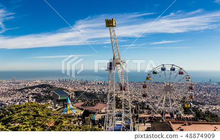 Tibidabo Theme Park Panorama Barcelona Spain 48874909
