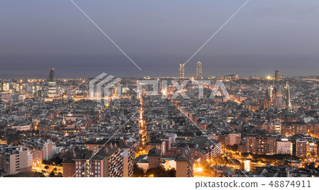 Barcelona skyline panorama Barcelona Spain Europe 48874911