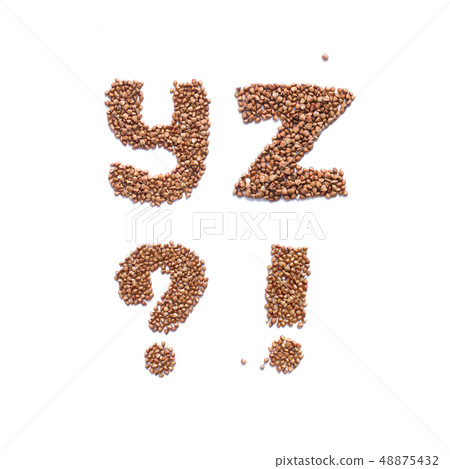 English alphabet. Hand made letters from buckwheat English alphabet. Hand made letters from buckwheat 48875432