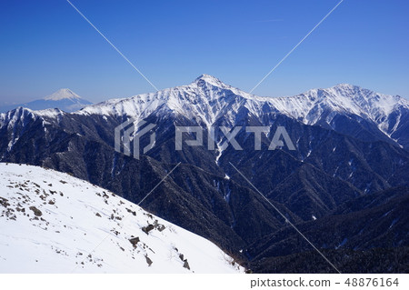 Mt. Fuji, Mt. Kitatake, Mt. Mt. Mao from Senjogatake 48876164