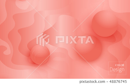 Coral color background. Fluid shapes pattern. 48876745