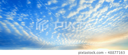 Sunrise sky panorama with clouds 48877163