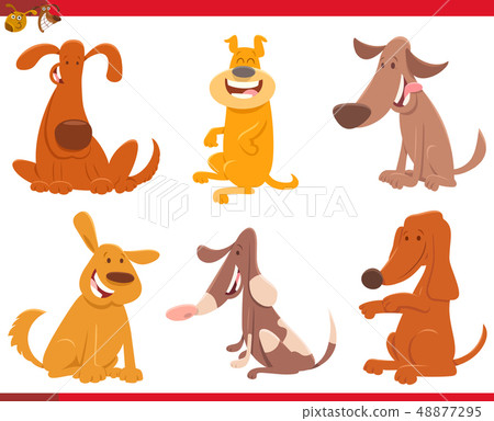happy dogs or puppies cartoon characters set 48877295