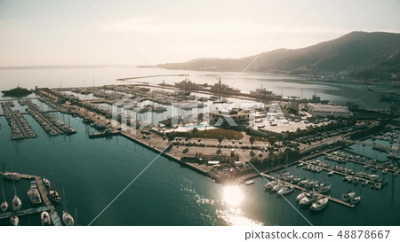 Aerial shot of the harbour of La Spezia, Italy 48878667