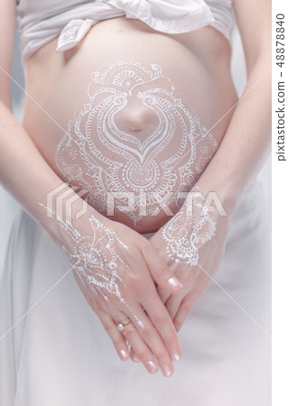 Pregnant bellypainting in boho style. 48878840