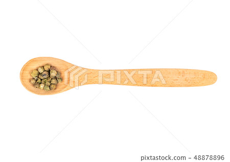 Green pepper peas in spoon Green pepper peas in spoon 48878896