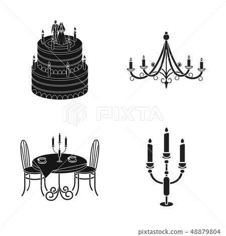 Isolated object of candle and candlestick icon. Set of candle and church stock vector illustration. 48879804