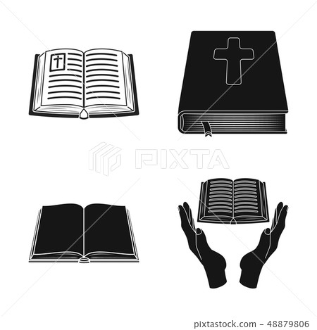 Vector design of book and christian sign. Collection of book and holy vector icon for stock. 48879806