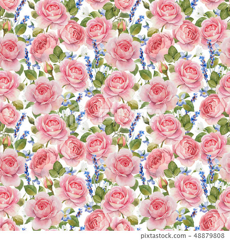 Watercolor rose pattern 48879808