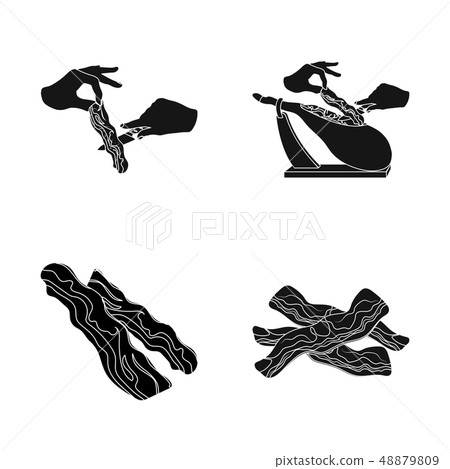 Isolated object of bacon and breakfast symbol. Set of bacon and cooked stock symbol for web. Isolated object of bacon and breakfast symbol. Set of bacon and cooked stock symbol for web. 48879809
