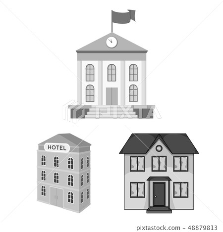 Vector illustration of building and city sign. Set of building and business stock vector Vector illustration of building and city sign. Set of building and business stock vector 48879813