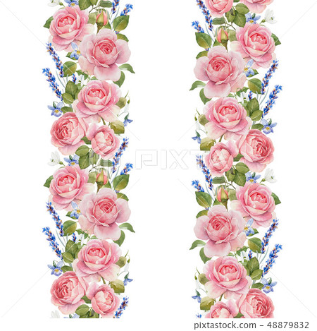 Watercolor rose pattern 48879832
