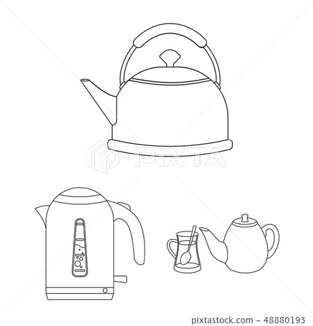 Isolated object of kettle and tea sign. Collection of kettle and electric stock symbol for web. Isolated object of kettle and tea sign. Collection of kettle and electric stock symbol for web. 48880193