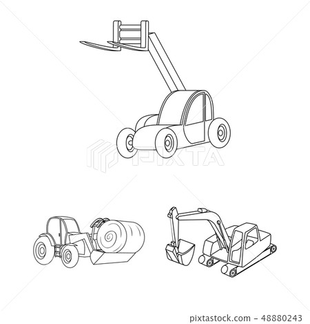 Vector design of front and excavator logo. Collection of front and bucket stock symbol for web. Vector design of front and excavator logo. Collection of front and bucket stock symbol for web. 48880243