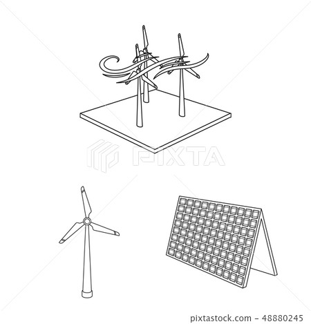 Vector design of energy and solar sign. Set of energy and green vector icon for stock. Vector design of energy and solar sign. Set of energy and green vector icon for stock. 48880245