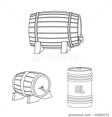 Vector design of barrel and beer icon. Collection of barrel and keg stock vector illustration. Vector design of barrel and beer icon. Collection of barrel and keg stock vector illustration. 48880272