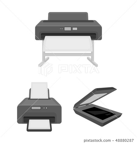 Vector illustration of printer and plotter symbol. Collection of printer and machine stock vector 48880287