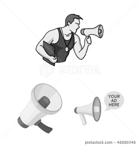 Vector illustration of shout and loudspeaker logo. Collection of shout and alert stock vector 48880348