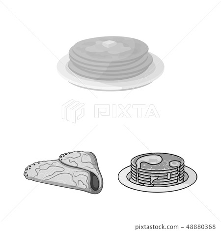 Isolated object of pancake and stack logo. Collection of pancake and syrup vector icon for stock. 48880368