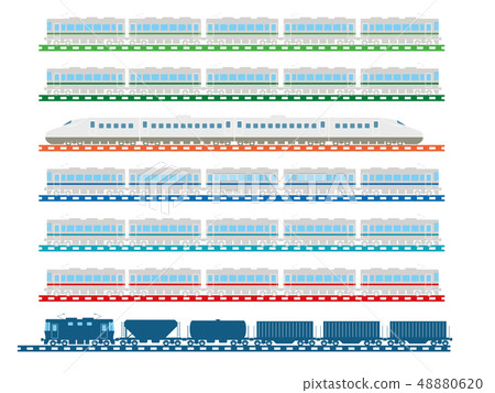 Train and train illustrations, icons | Commuter-type trains and bullet trains, freight trains in image colors of JR companies 48880620