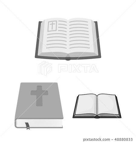Vector illustration of book and christian icon. Collection of book and holy stock vector 48880833