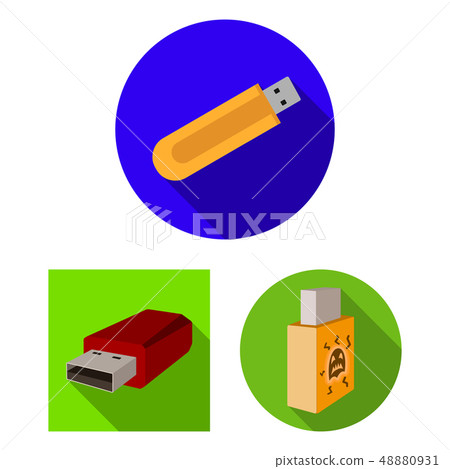 Vector illustration of usb and drive logo. Set of usb and jump stock symbol for web. 48880931