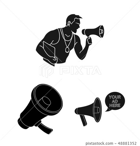 Isolated object of shout and loudspeaker logo. Set of shout and alert stock symbol for web. Isolated object of shout and loudspeaker logo. Set of shout and alert stock symbol for web. 48881352