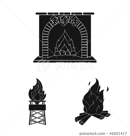 Vector illustration of fire and flame logo. Collection of fire and fireball stock symbol for web. 48881417