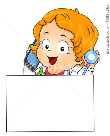 Kid Toddler Girl Doctor Call Illustration Kid Toddler Girl Doctor Call Illustration 48883269