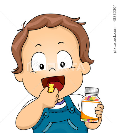 Kid Toddler Boy Vitamin Chewable Illustration 48883304