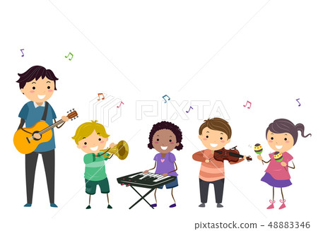 kids with instruments clipart