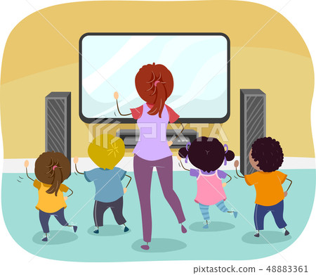 Stickman Kids Exergames Illustration 48883361