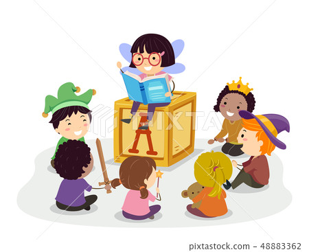 Stickman Kids Costume Story Telling Illustration Stickman Kids Costume Story Telling Illustration 48883362