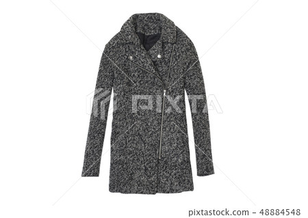 Gray woolen coat isolate on white background. 48884548