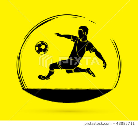 Soccer player hit the ball, Bicycle Kick vector Soccer player hit the ball, Bicycle Kick vector 48885711