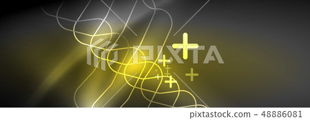 Glowing neon abstract lines, techno futuristic template Glowing neon abstract lines, techno futuristic template 48886081