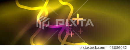 Glowing neon abstract lines, techno futuristic template Glowing neon abstract lines, techno futuristic template 48886082