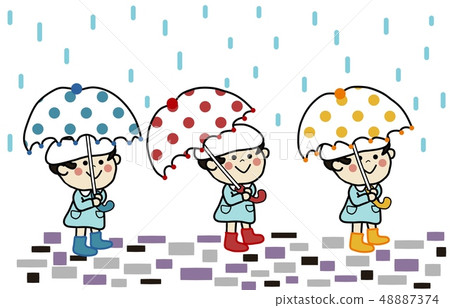 孩子們在下雨天（有背景） 48887374
