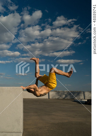 Tricking on the street. Martial arts 48889741